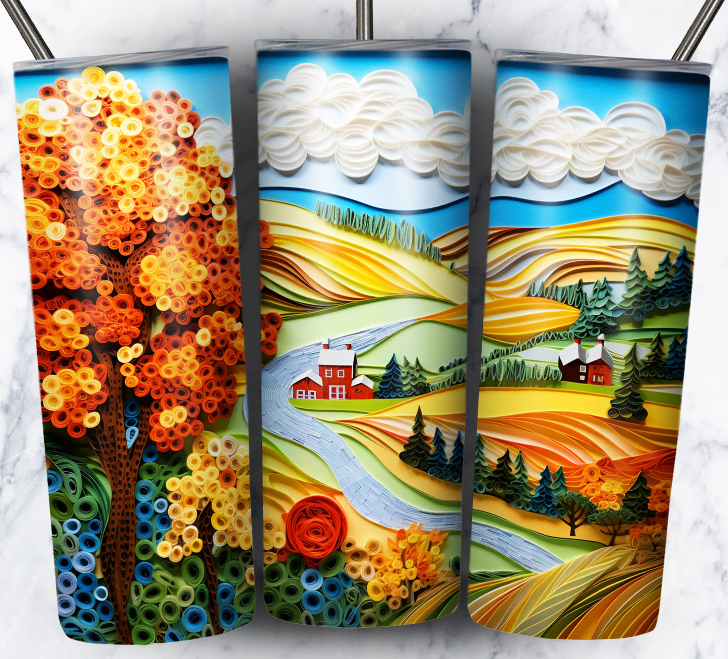 Paper Art Scenery Sublimation 20oz Tumbler Images Bundle