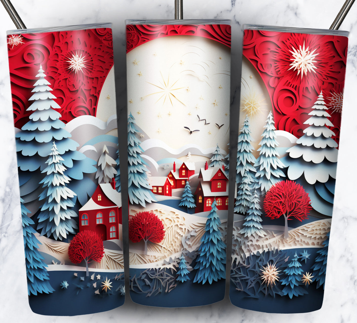 30+ 3D Paper Christmas Sublimation 20oz Images Bundle