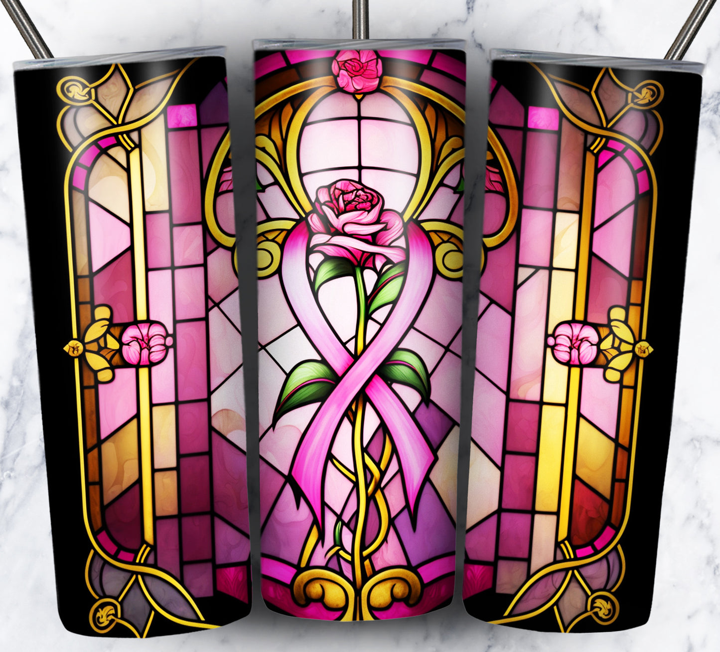 40+ Stain Glass Breast Cancer Sublimation 20oz Images Bundle