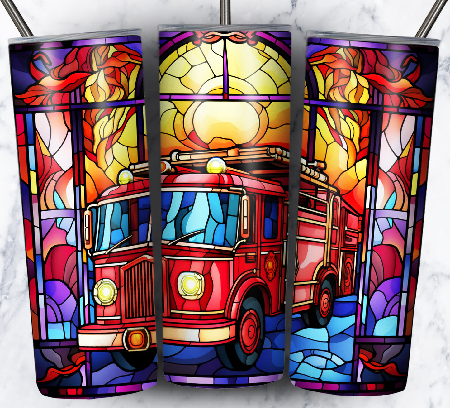 40+ Stain Glass Work Vehicles Sublimation 20oz Images Bundle