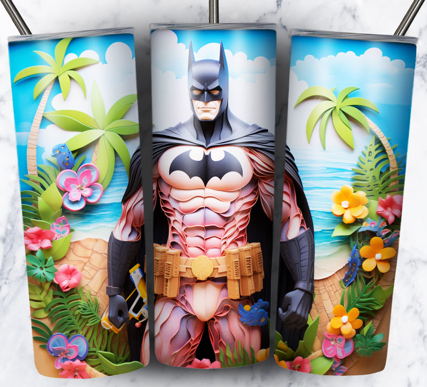 Cartoon Paper Beach Sublimation 20oz Tumbler Images Bundle