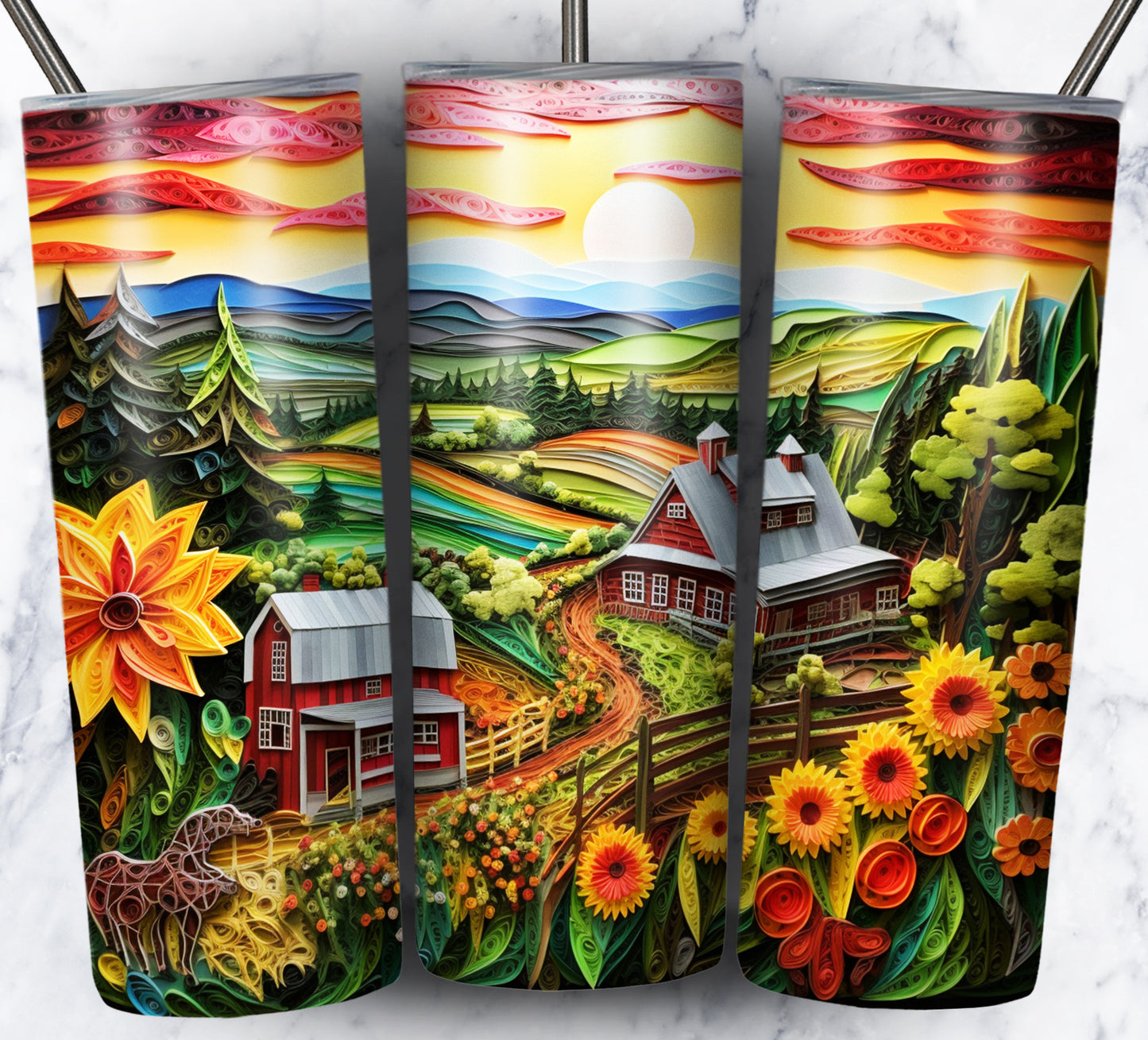 Paper Art Scenery Sublimation 20oz Tumbler Images Bundle