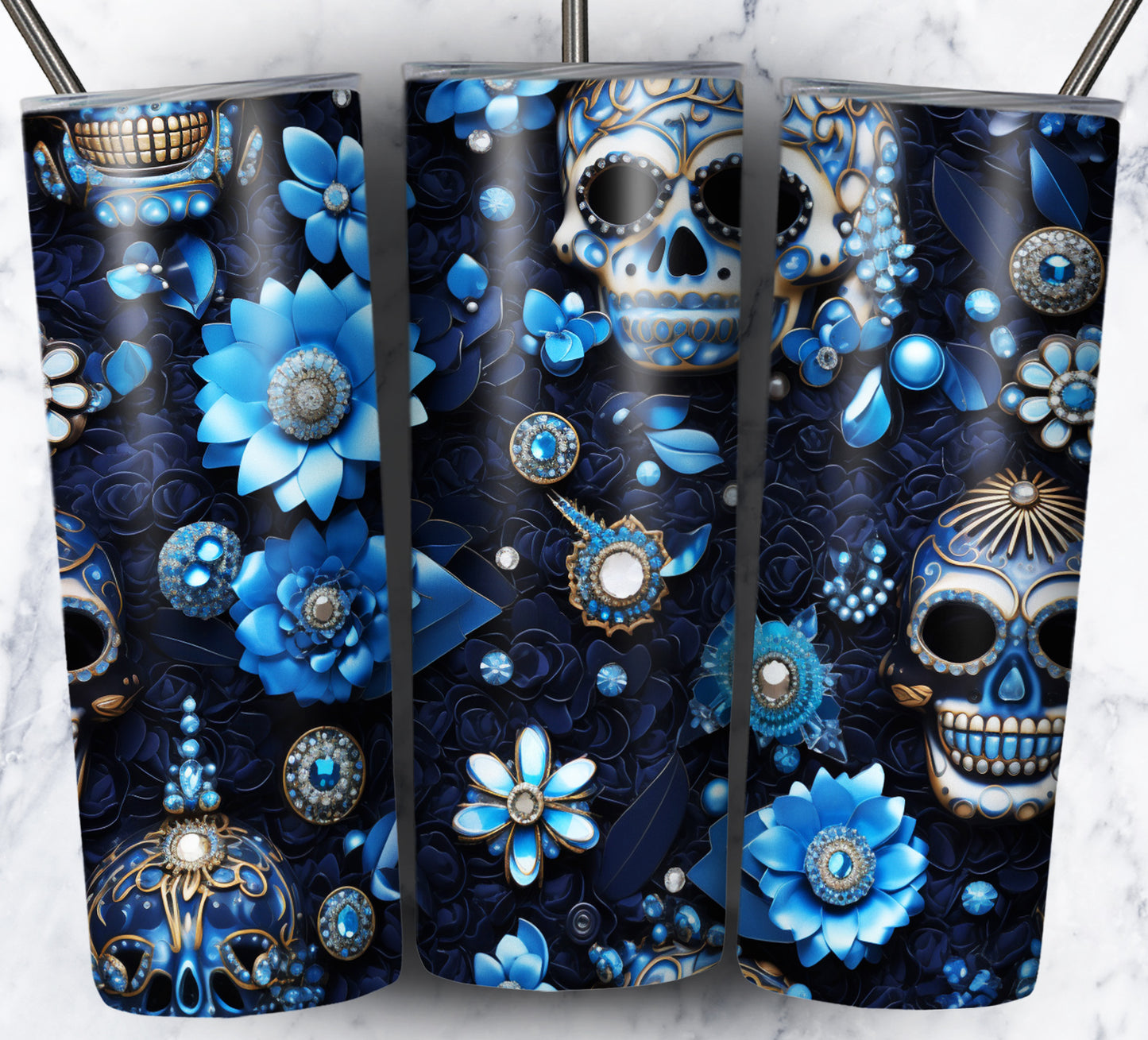 Skull Gems Sublimation 20oz Tumbler Images Bundle