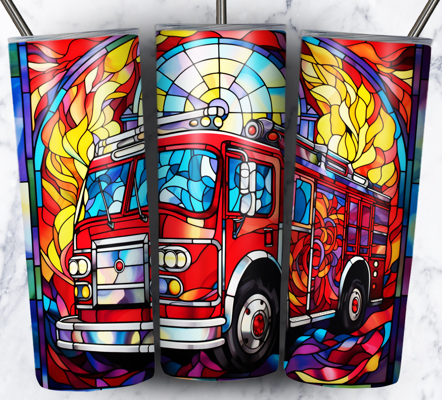 40+ Stain Glass Work Vehicles Sublimation 20oz Images Bundle