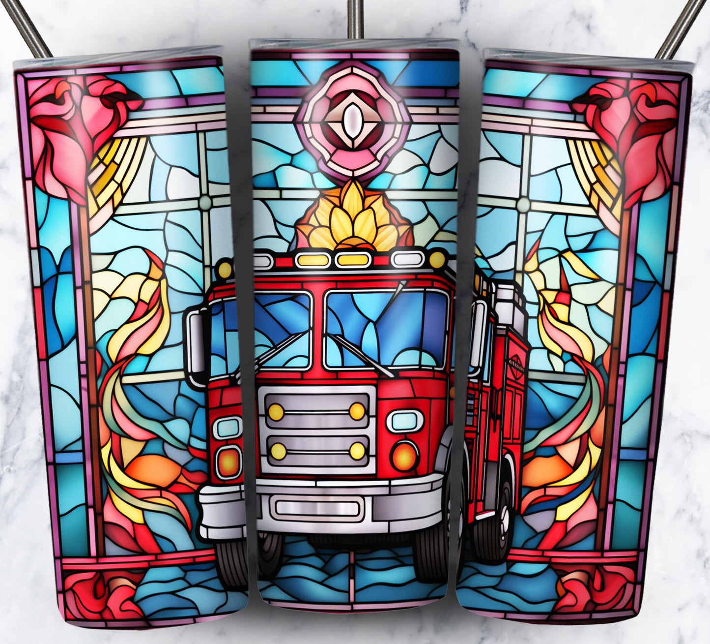 40+ Stain Glass Work Vehicles Sublimation 20oz Images Bundle