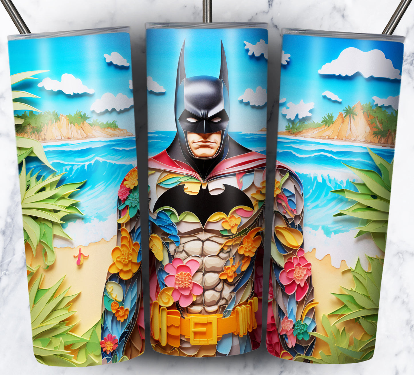 Cartoon Paper Beach Sublimation 20oz Tumbler Images Bundle