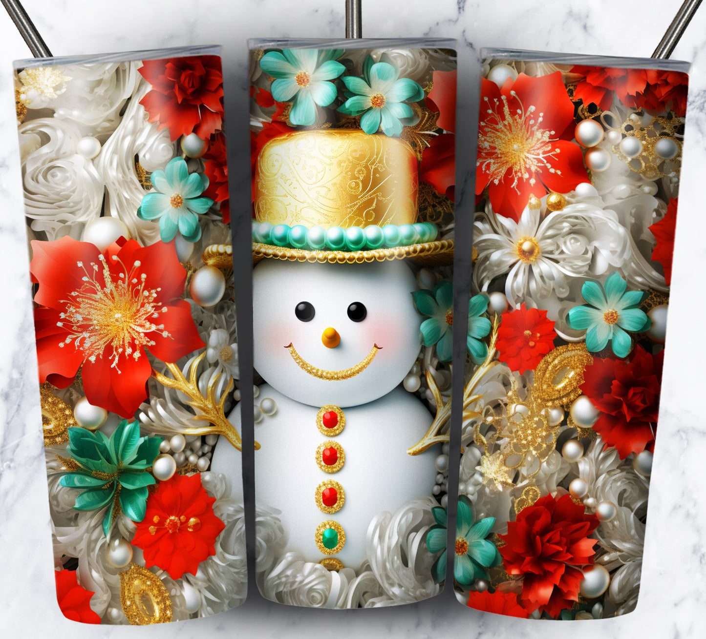 60+ 3D Christmas Floral Sublimation 20oz Images Bundle