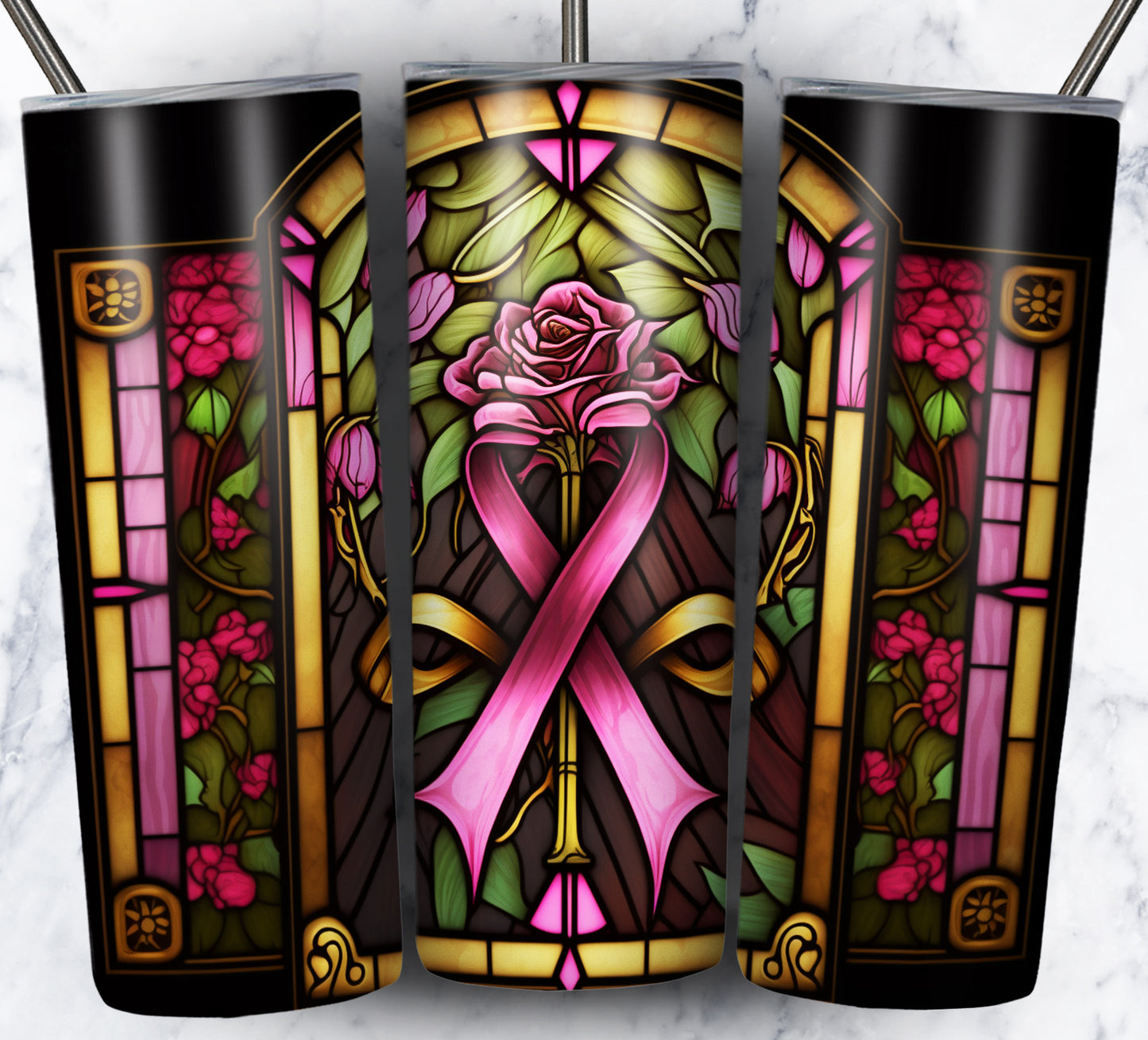 40+ Stain Glass Breast Cancer Sublimation 20oz Images Bundle