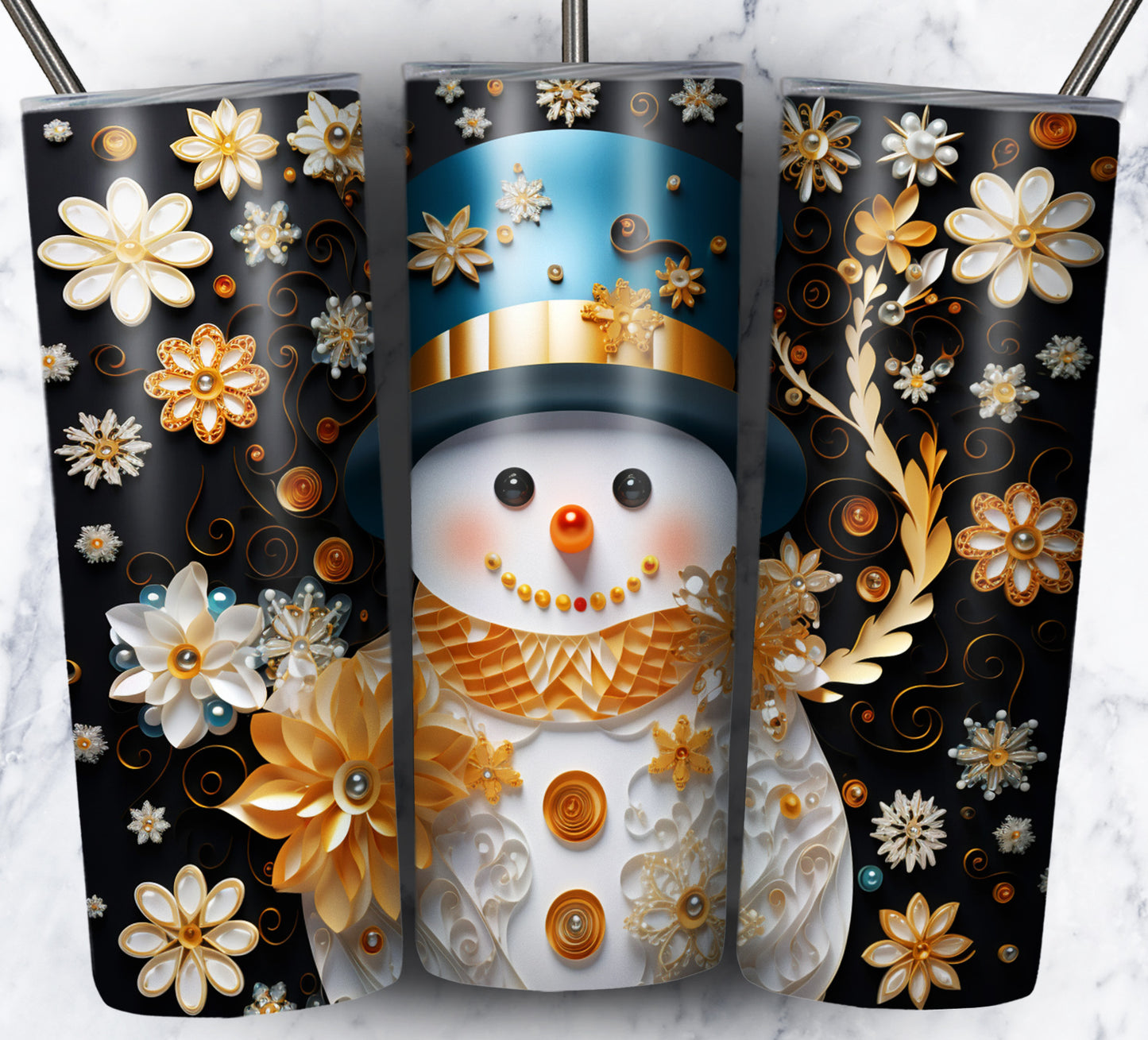 70 3D Christmas Snoman Sublimation 20oz Images Bundle