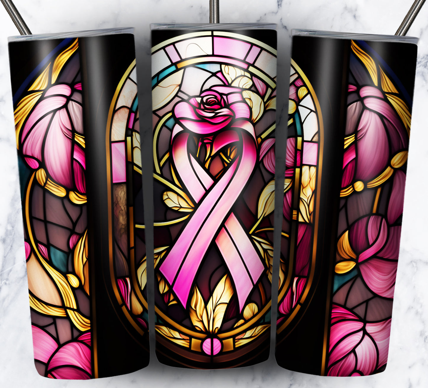 40+ Stain Glass Breast Cancer Sublimation 20oz Images Bundle