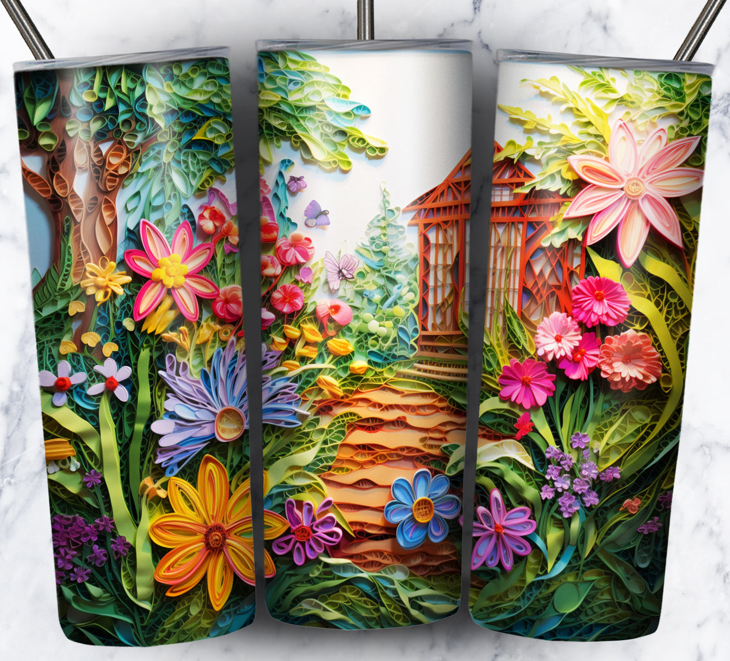 Paper Art Scenery Sublimation 20oz Tumbler Images Bundle