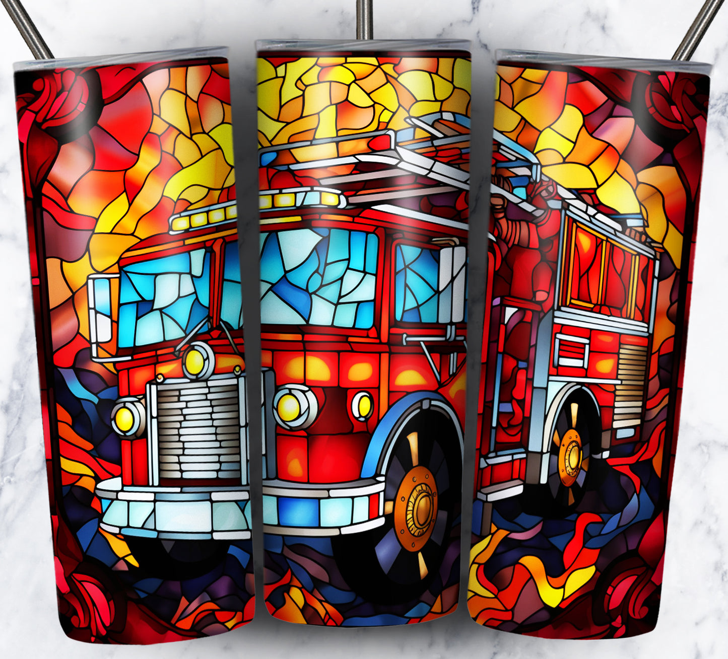 40+ Stain Glass Work Vehicles Sublimation 20oz Images Bundle