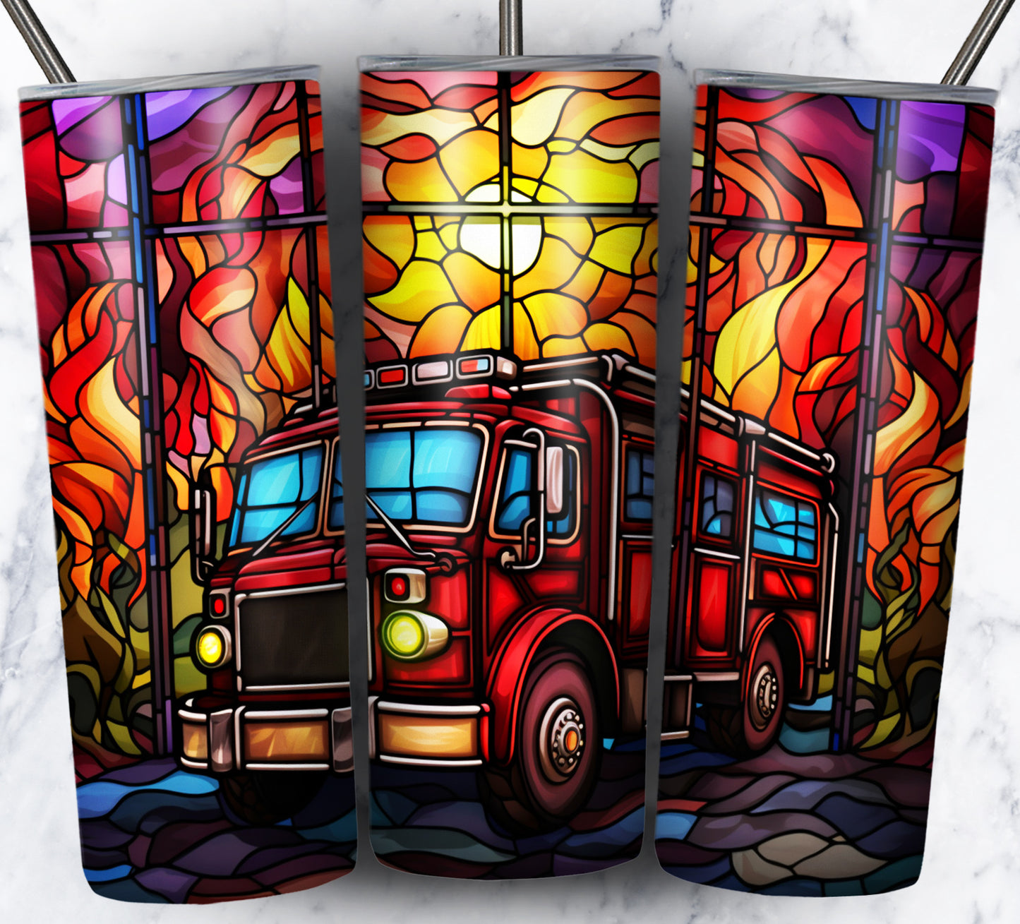 40+ Stain Glass Work Vehicles Sublimation 20oz Images Bundle