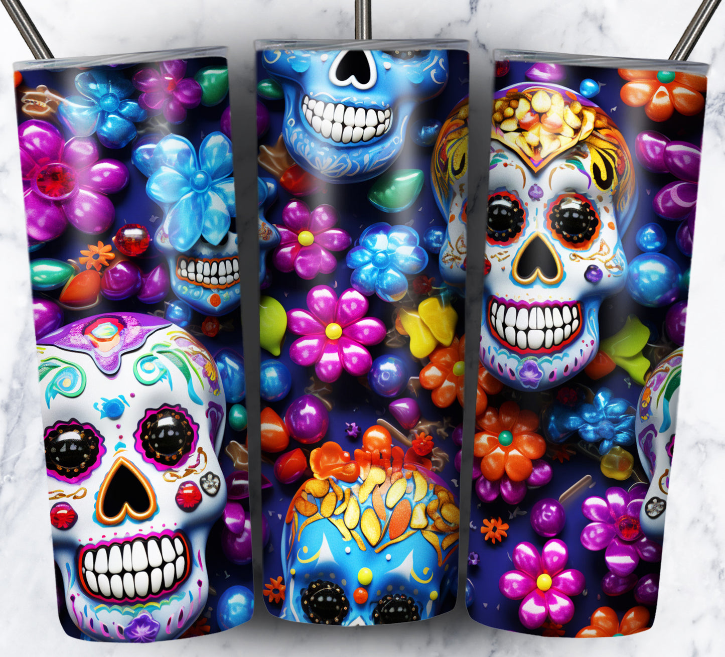 Skull Gems Sublimation 20oz Tumbler Images Bundle