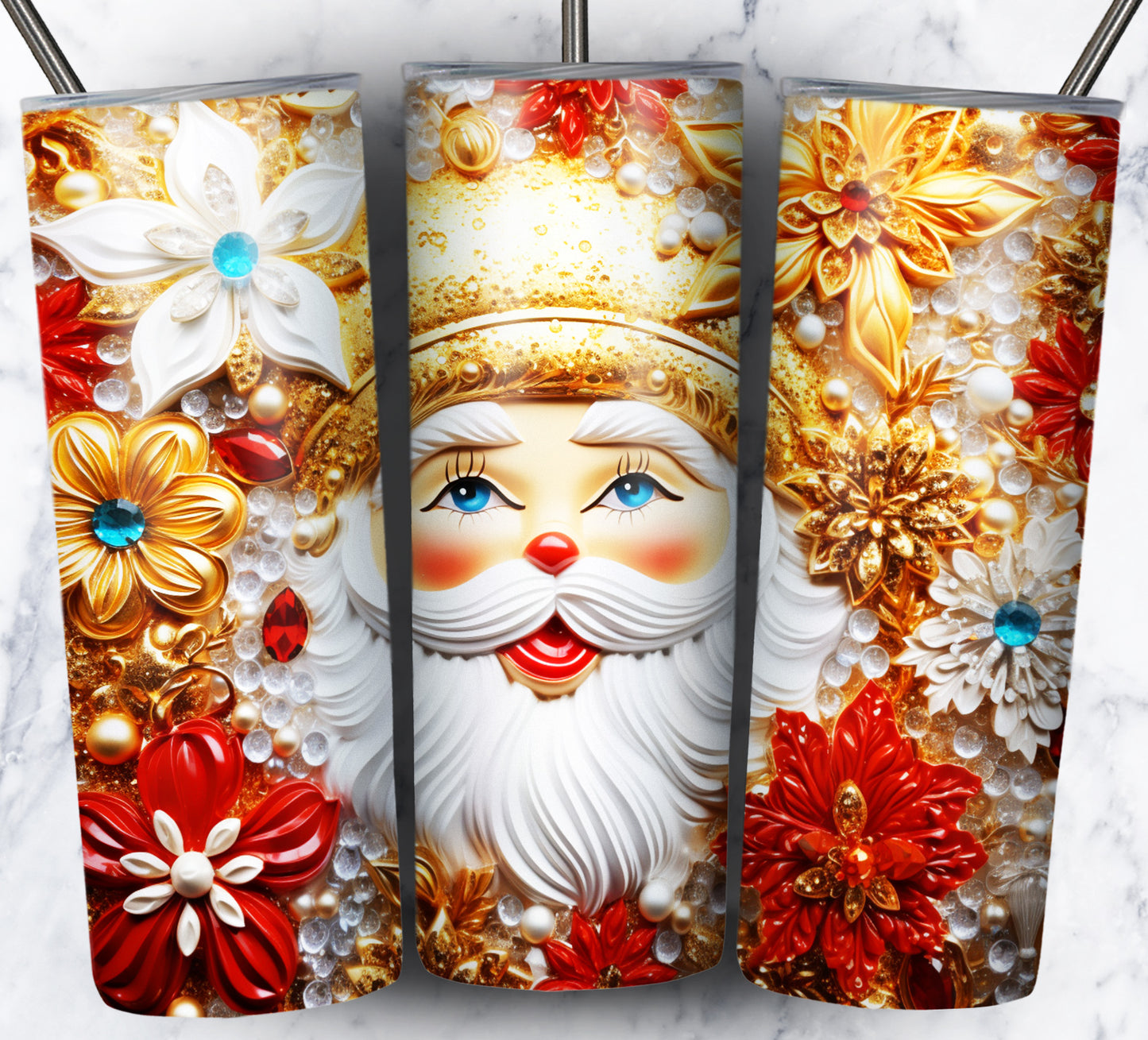 60+ 3D Christmas Floral Sublimation 20oz Images Bundle