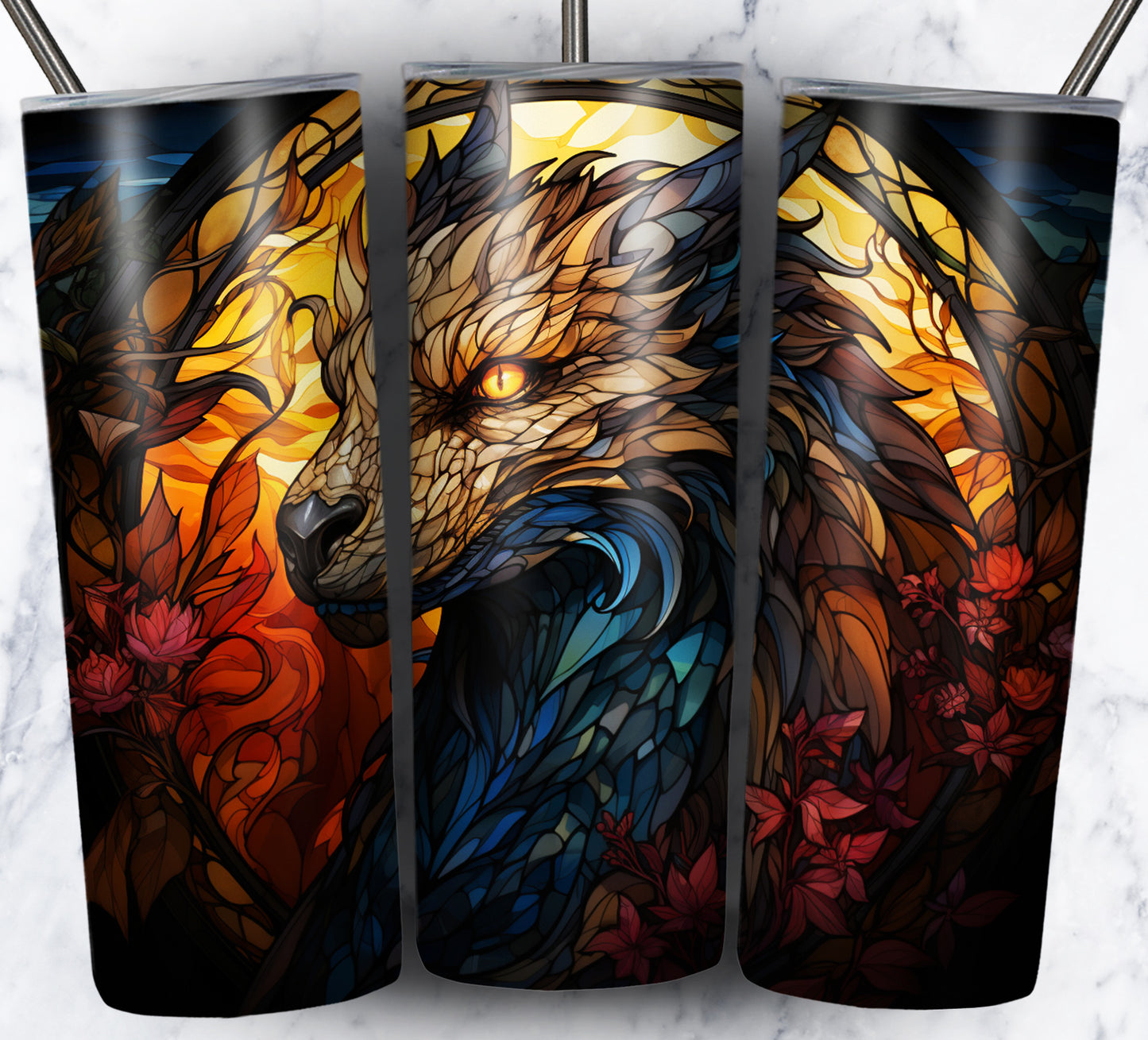 Dragon StainGlass Sublimation 20oz Tumbler Images Bundle