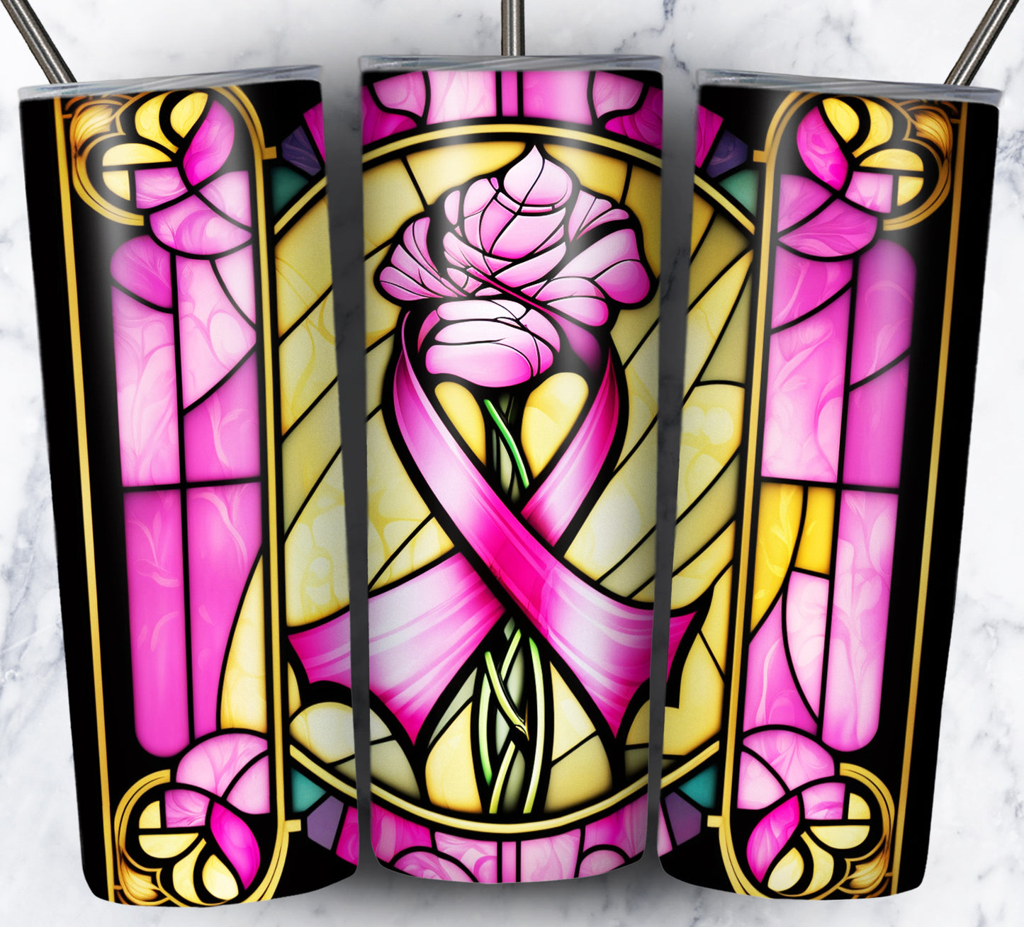 40+ Stain Glass Breast Cancer Sublimation 20oz Images Bundle