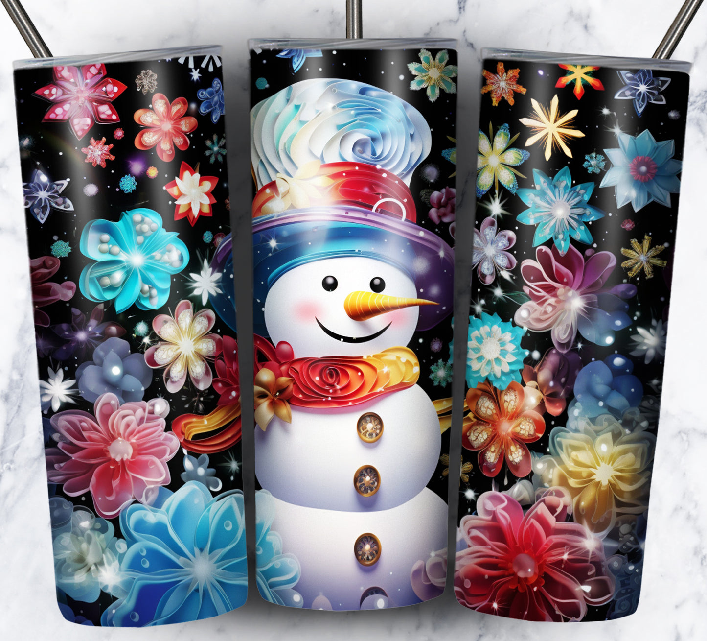 70 3D Christmas Snoman Sublimation 20oz Images Bundle