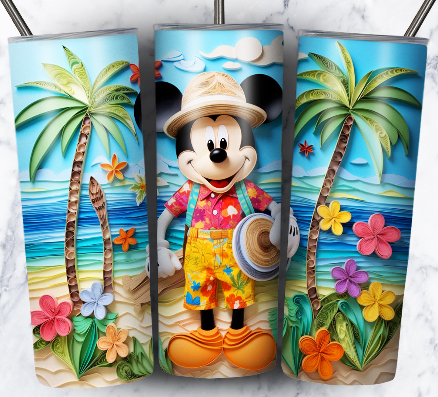 Cartoon Paper Beach Sublimation 20oz Tumbler Images Bundle