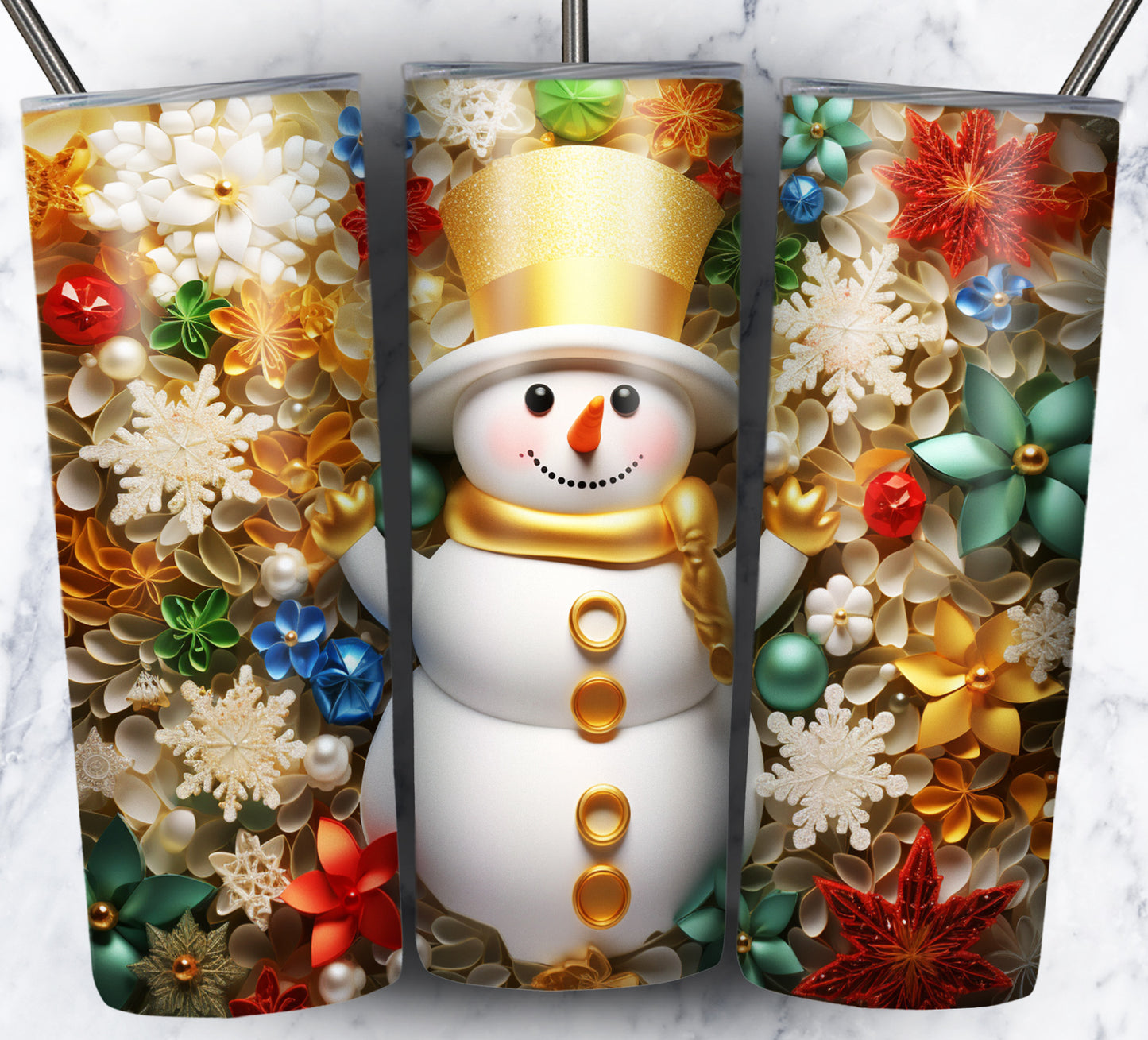 70 3D Christmas Snoman Sublimation 20oz Images Bundle