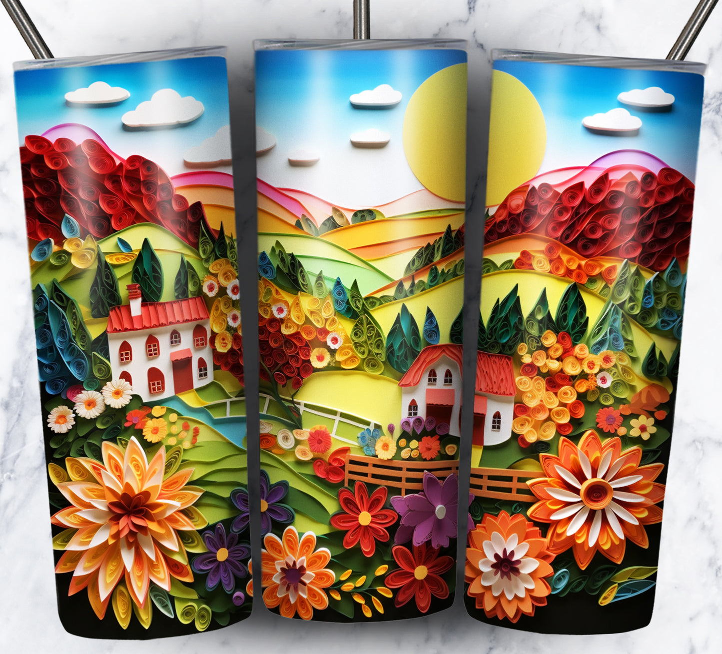 Paper Art Scenery Sublimation 20oz Tumbler Images Bundle