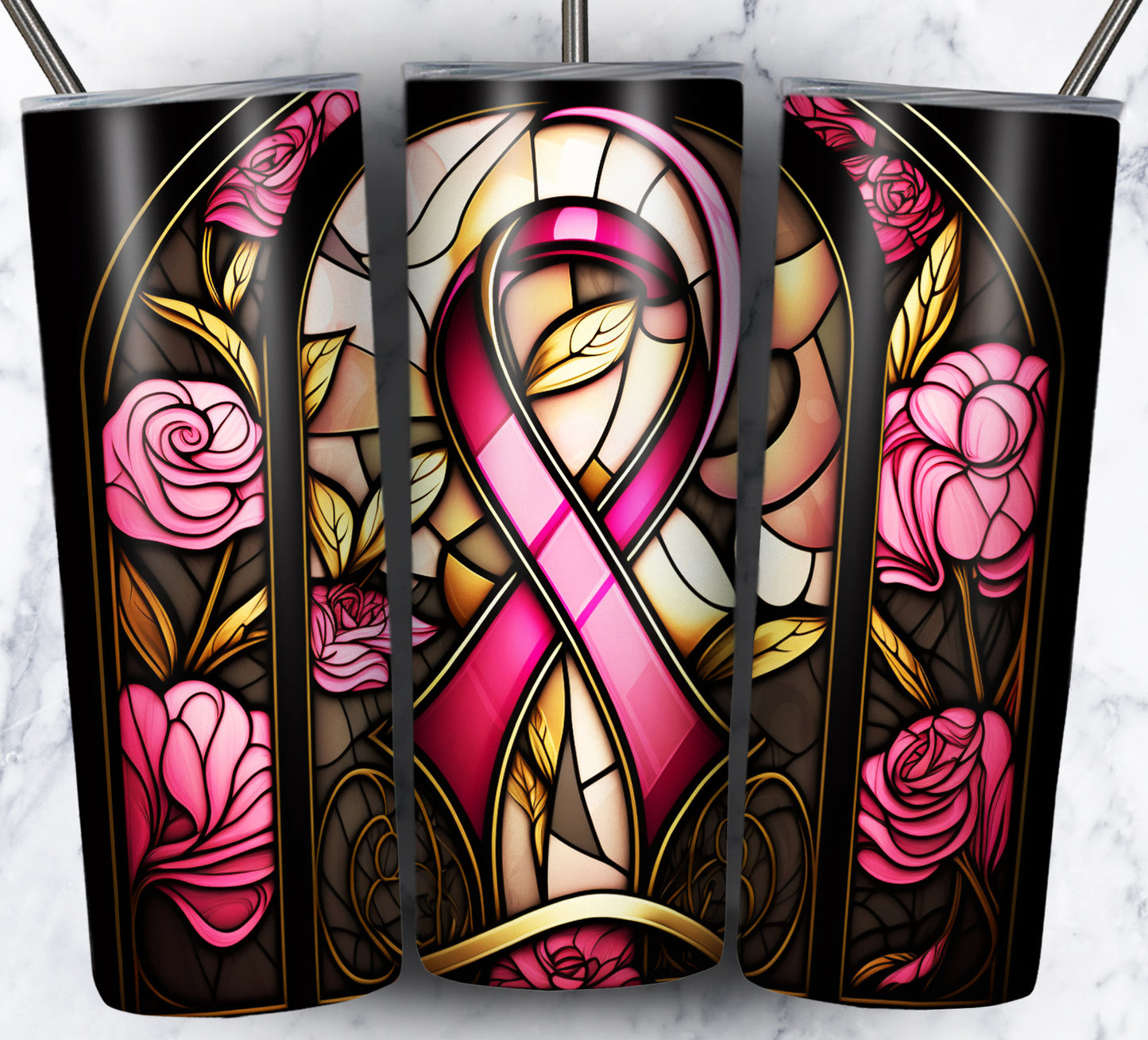 40+ Stain Glass Breast Cancer Sublimation 20oz Images Bundle