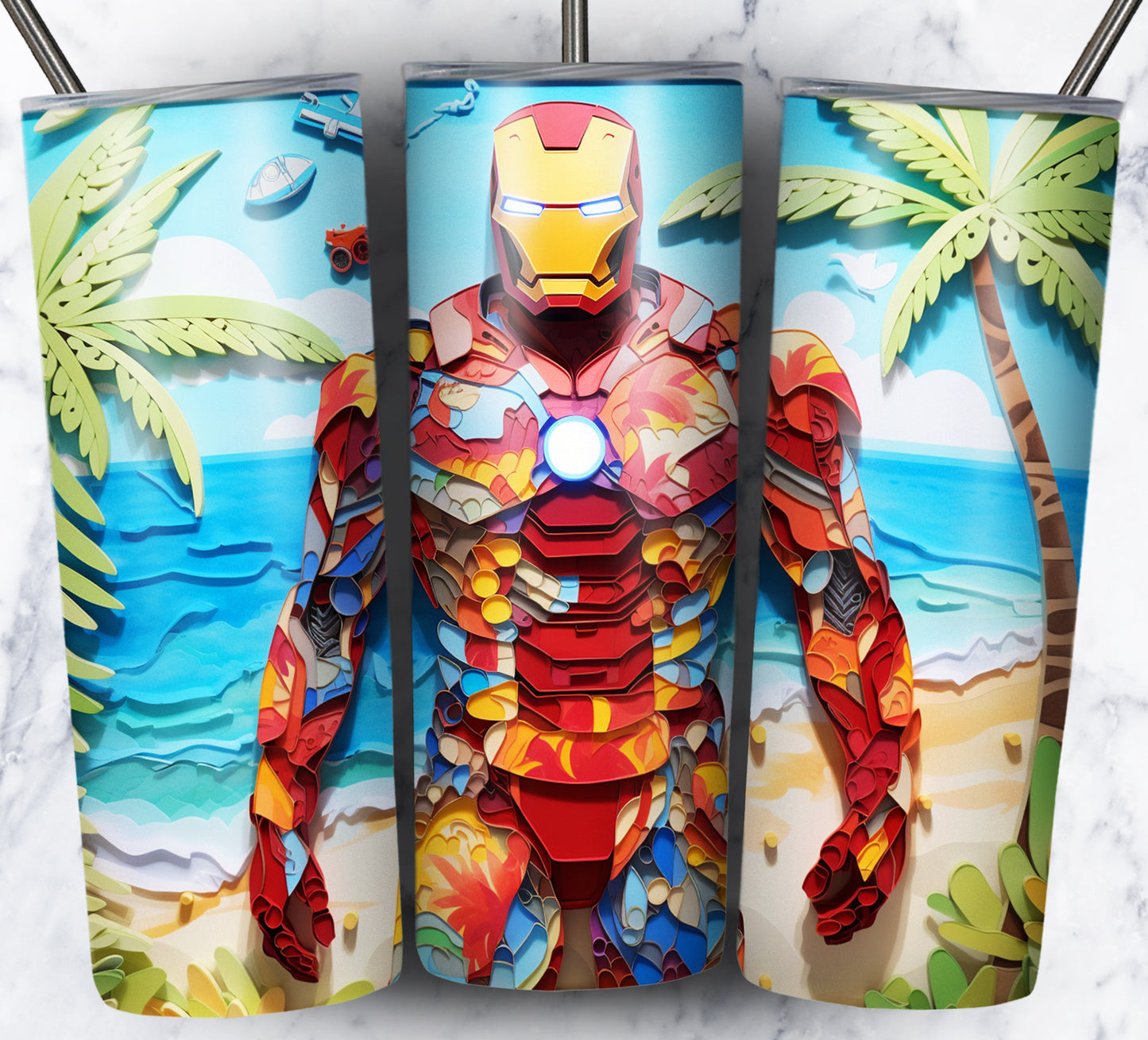 Cartoon Paper Beach Sublimation 20oz Tumbler Images Bundle