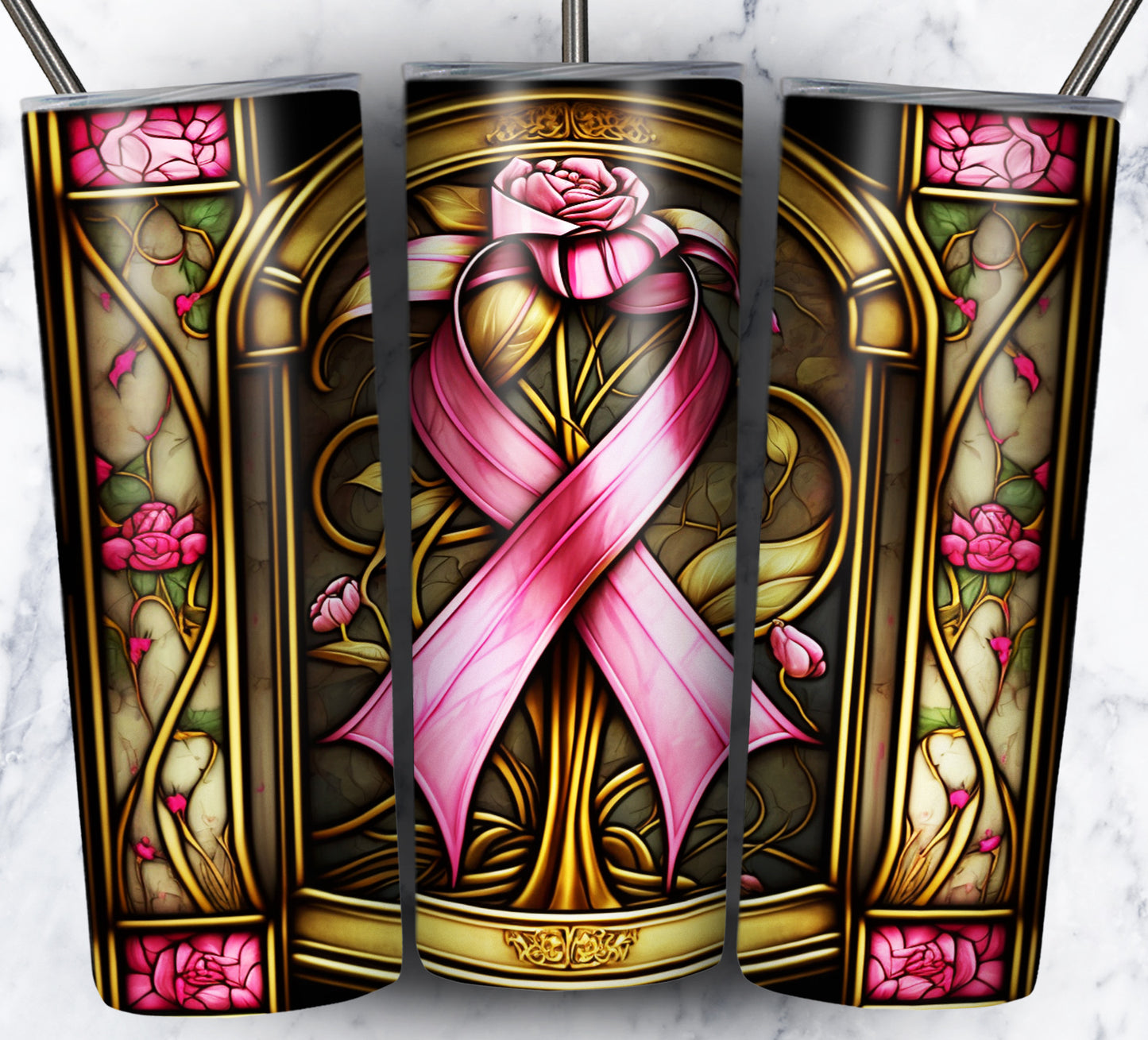 40+ Stain Glass Breast Cancer Sublimation 20oz Images Bundle