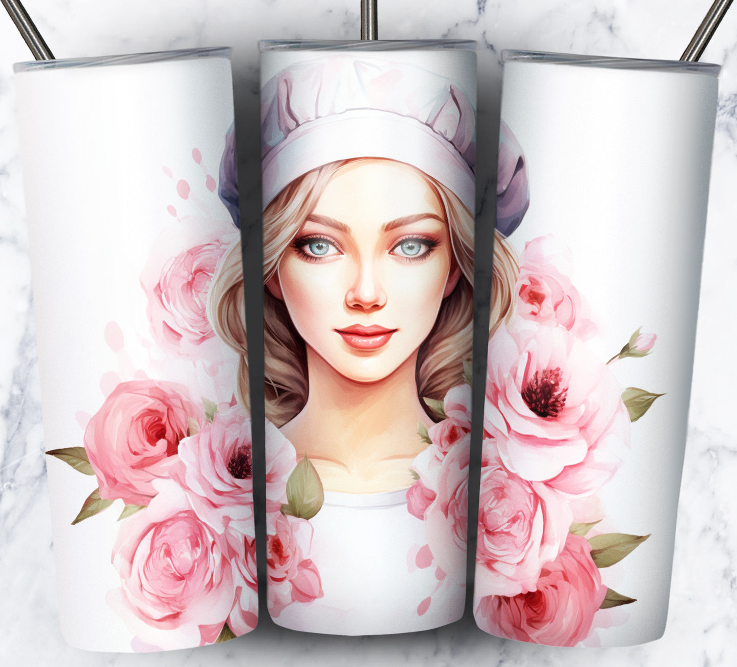 Nurse Floral Sublimation 20oz Tumbler Images Bundle