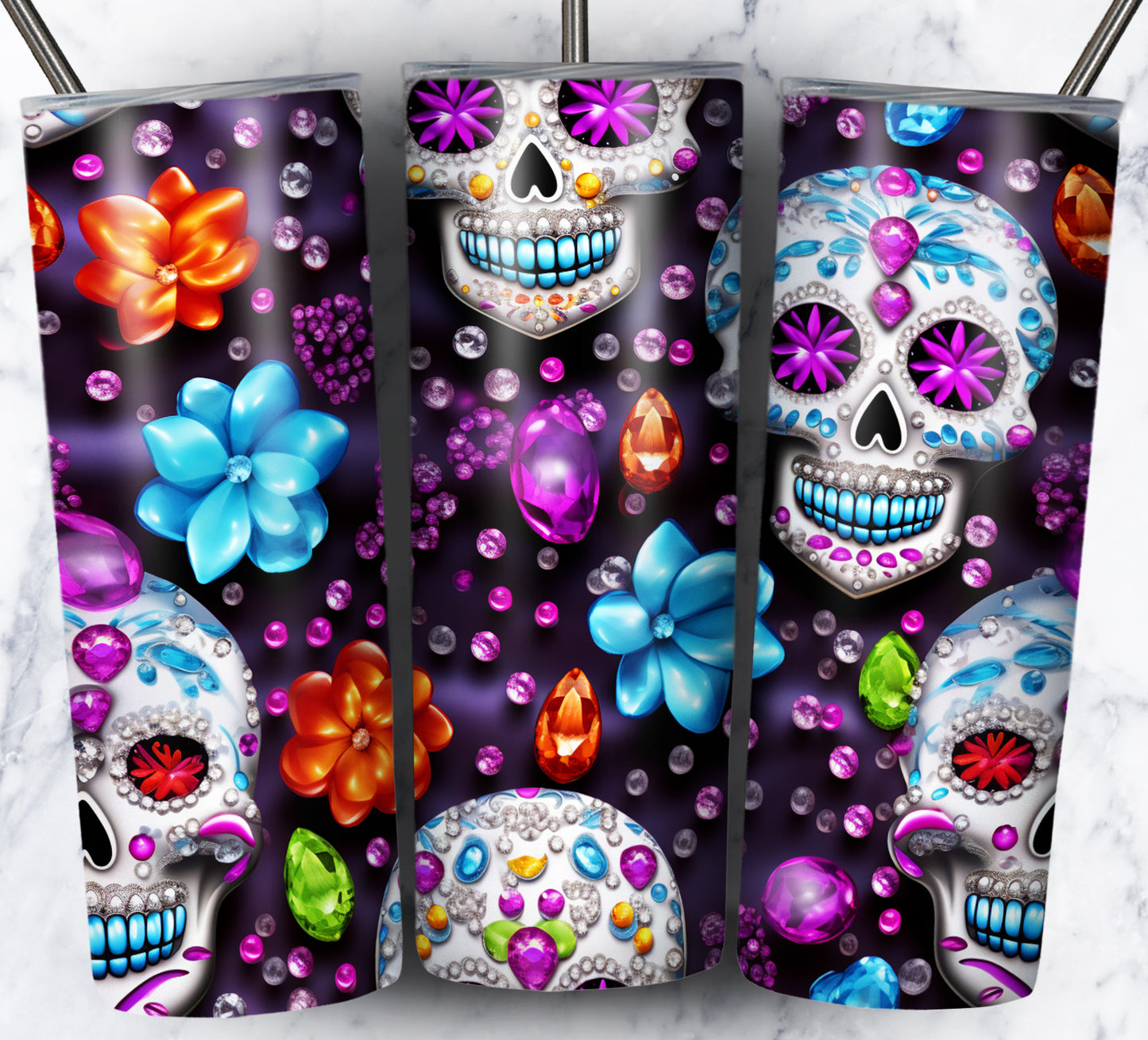 Skull Gems Sublimation 20oz Tumbler Images Bundle