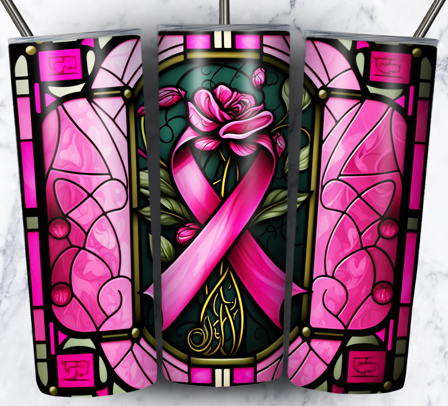 40+ Stain Glass Breast Cancer Sublimation 20oz Images Bundle