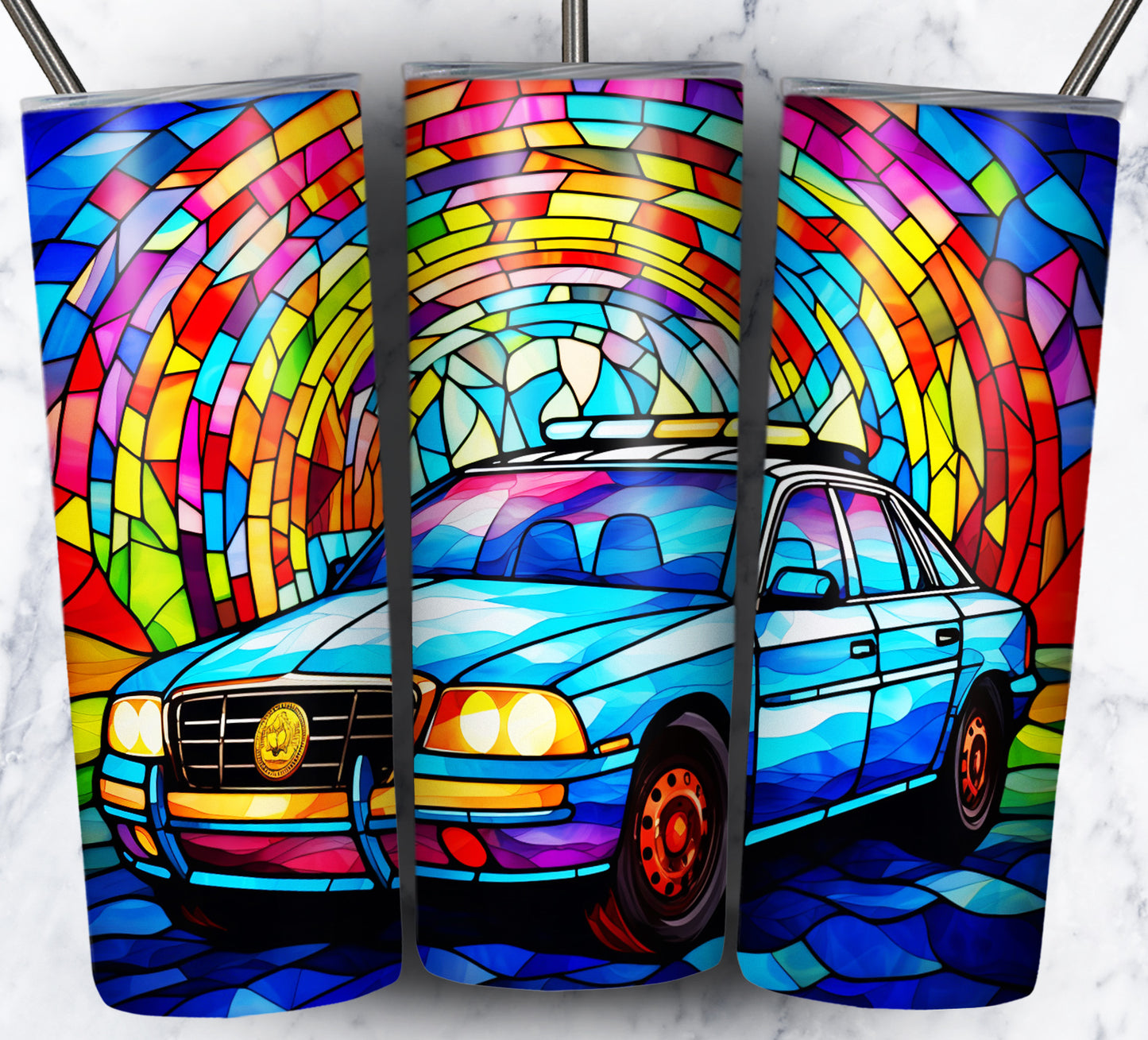 40+ Stain Glass Work Vehicles Sublimation 20oz Images Bundle