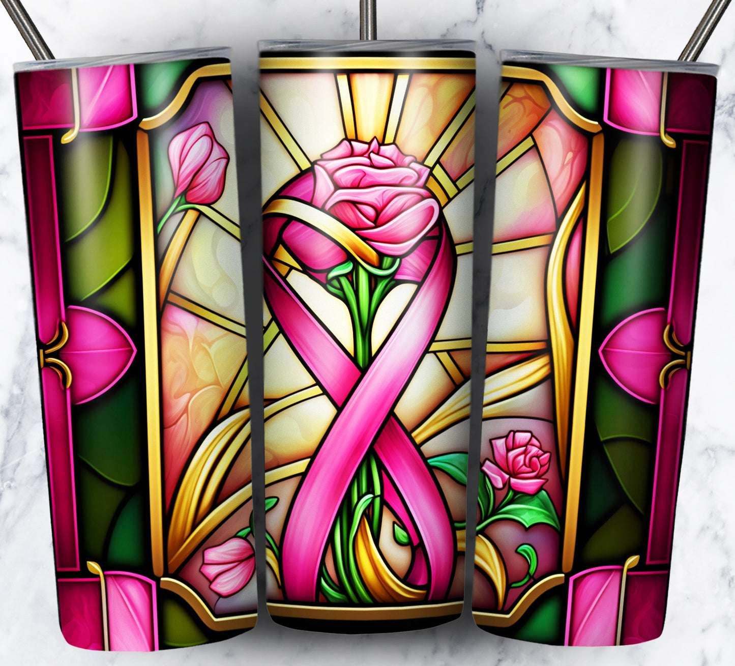 40+ Stain Glass Breast Cancer Sublimation 20oz Images Bundle