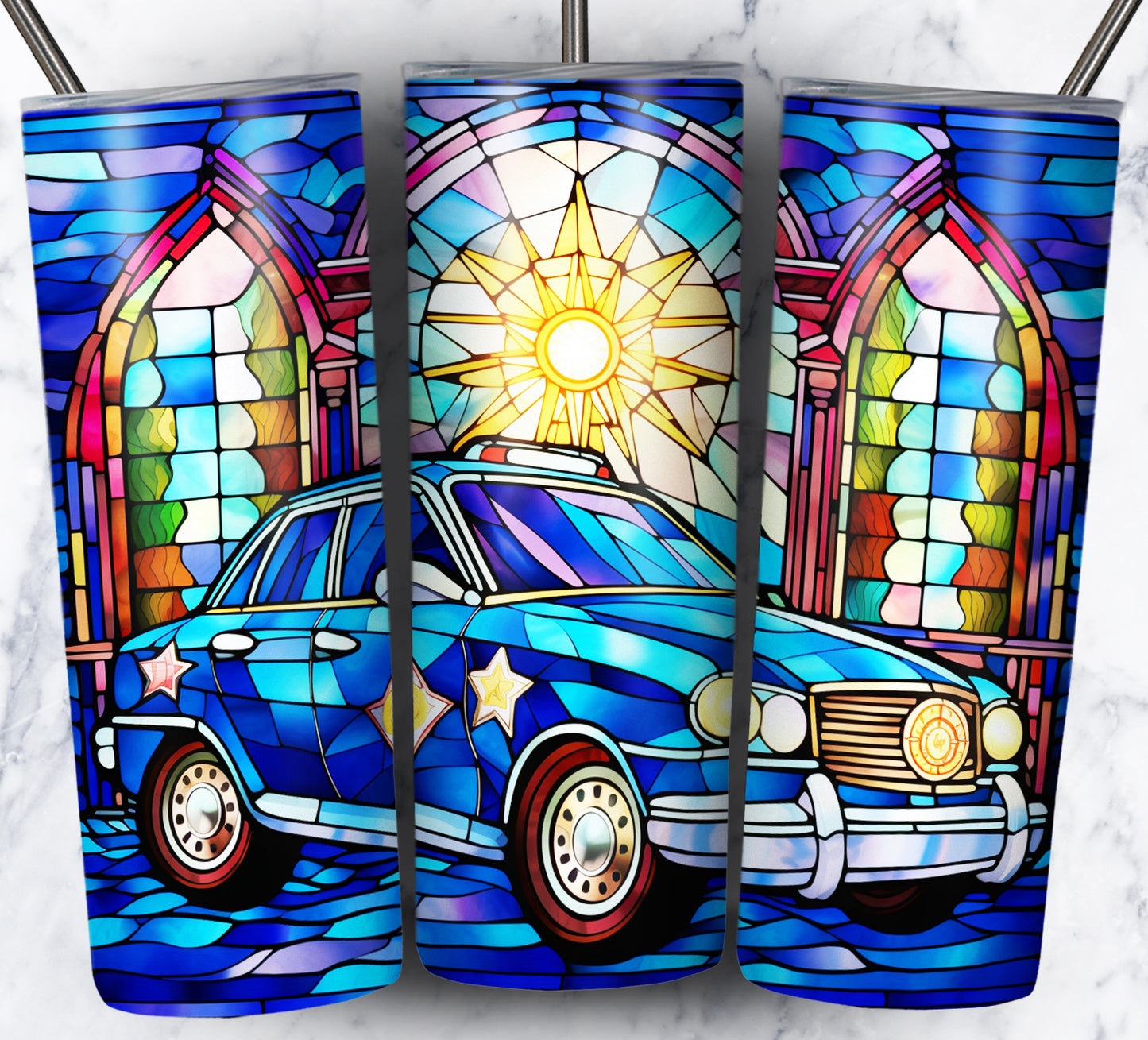 40+ Stain Glass Work Vehicles Sublimation 20oz Images Bundle