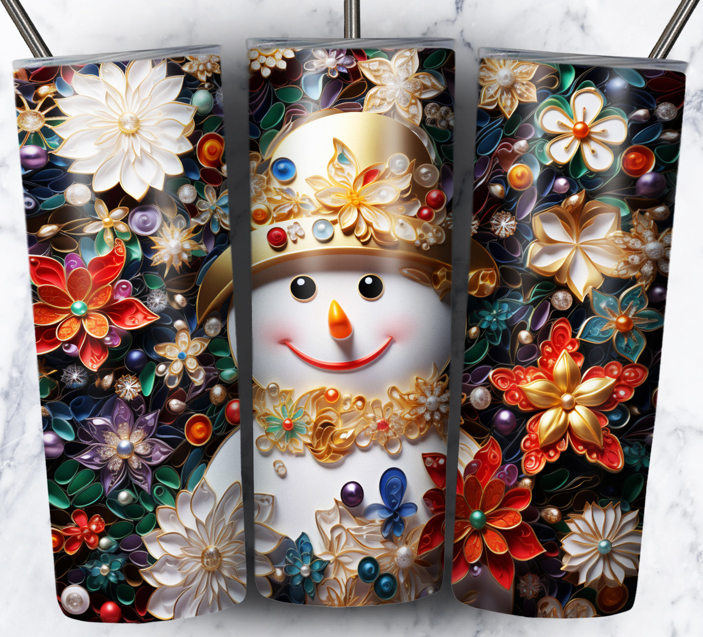 70 3D Christmas Snoman Sublimation 20oz Images Bundle