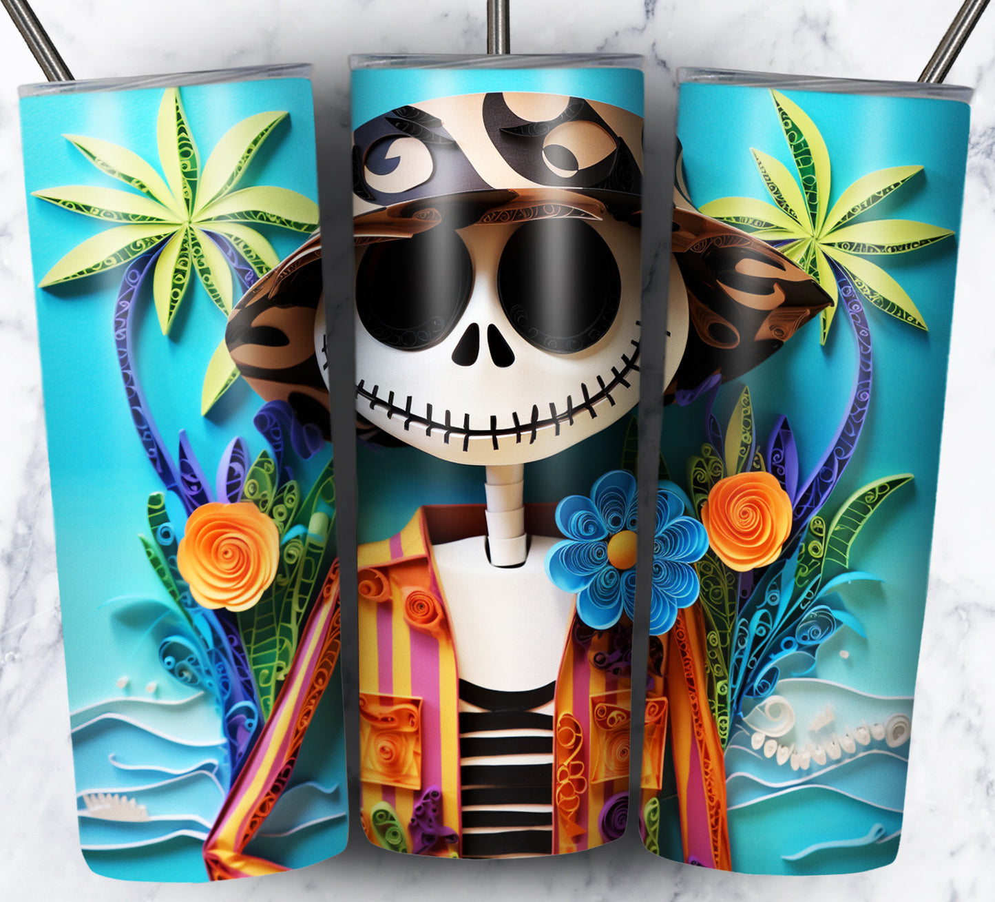 Cartoon Paper Beach Sublimation 20oz Tumbler Images Bundle