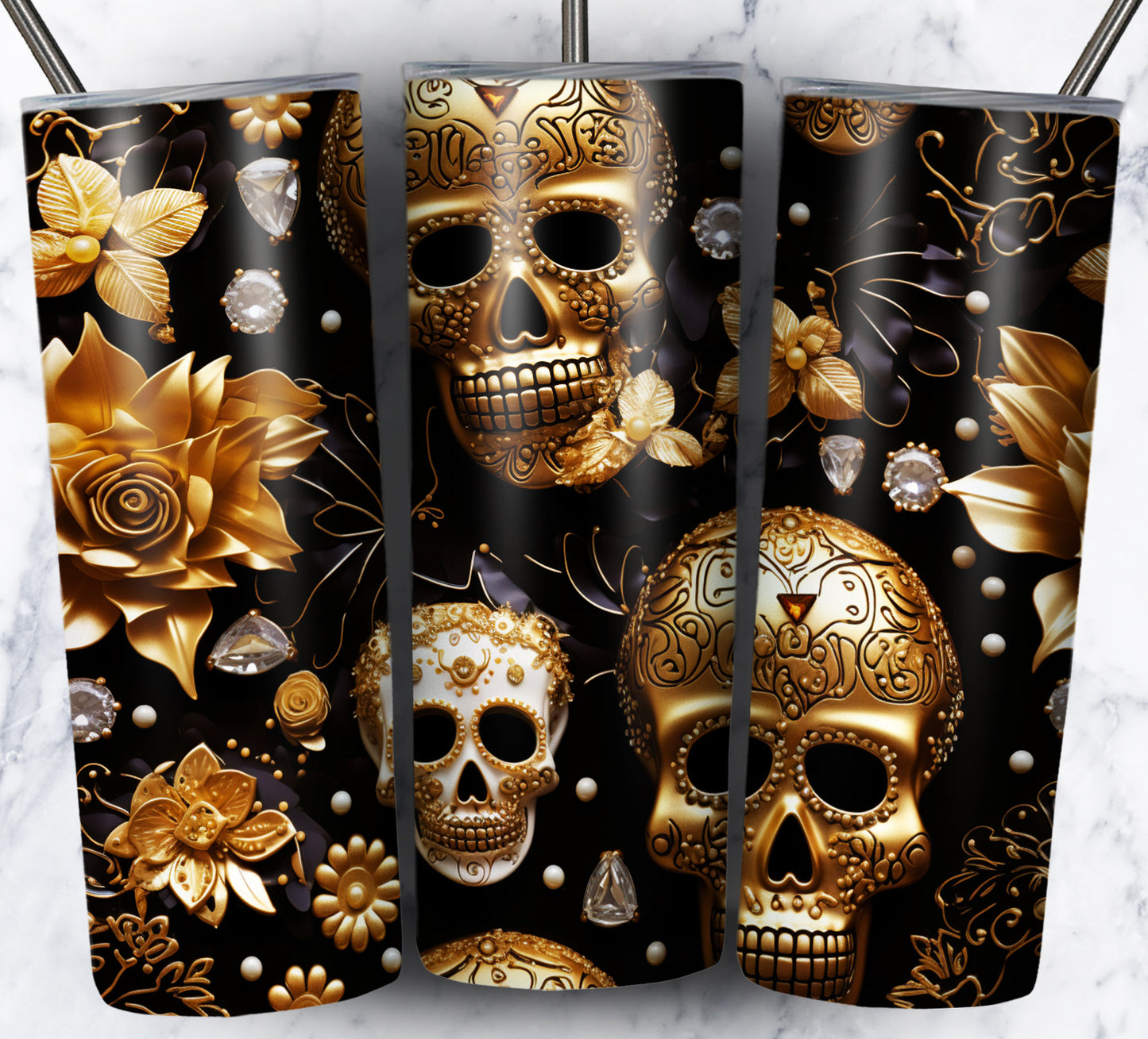 Skull Gems Sublimation 20oz Tumbler Images Bundle