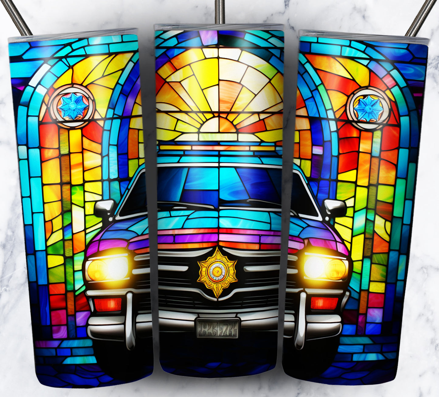 40+ Stain Glass Work Vehicles Sublimation 20oz Images Bundle