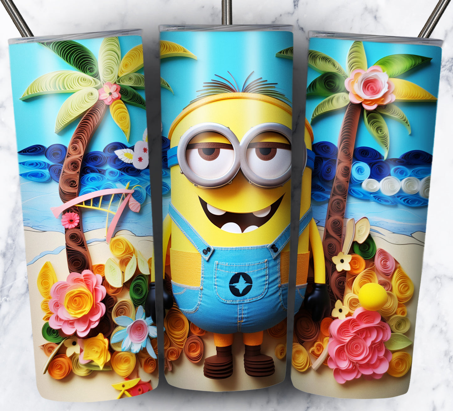 Cartoon Paper Beach Sublimation 20oz Tumbler Images Bundle