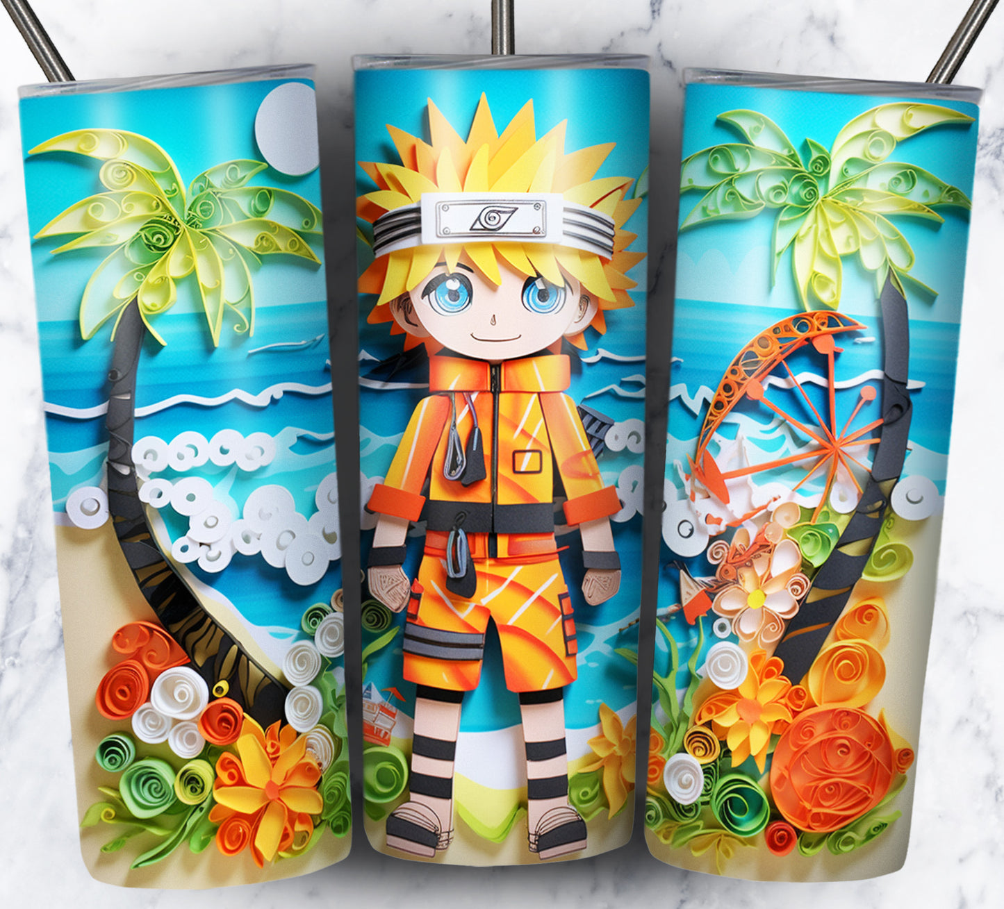 Cartoon Paper Beach Sublimation 20oz Tumbler Images Bundle