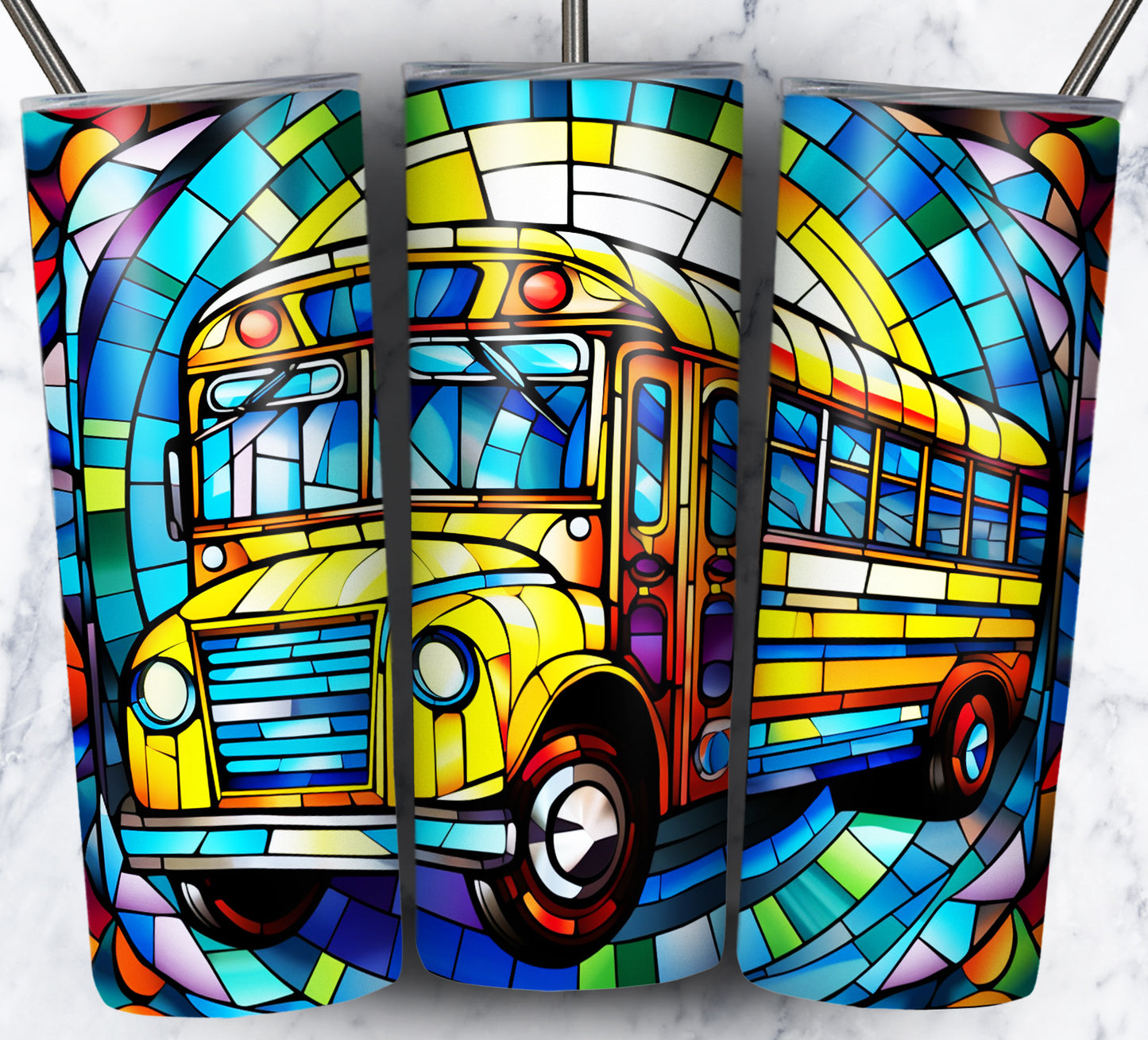 40+ Stain Glass Work Vehicles Sublimation 20oz Images Bundle