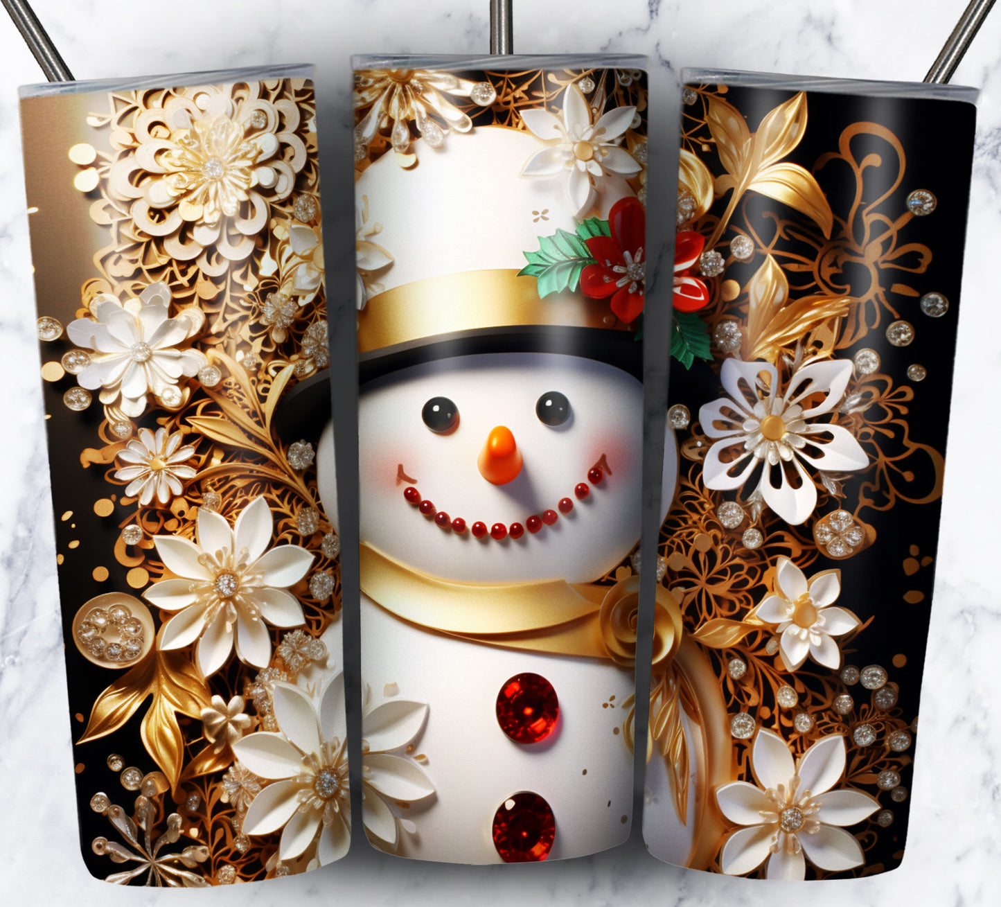 70 3D Christmas Snoman Sublimation 20oz Images Bundle