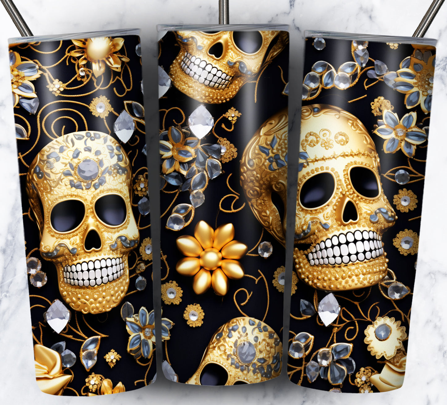 Skull Gems Sublimation 20oz Tumbler Images Bundle