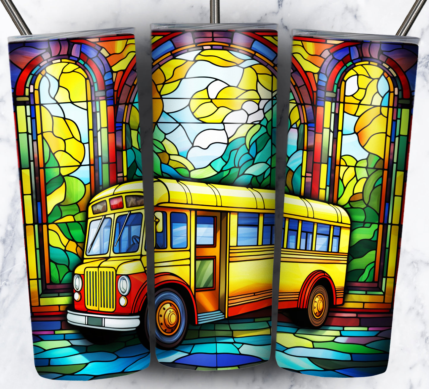 40+ Stain Glass Work Vehicles Sublimation 20oz Images Bundle