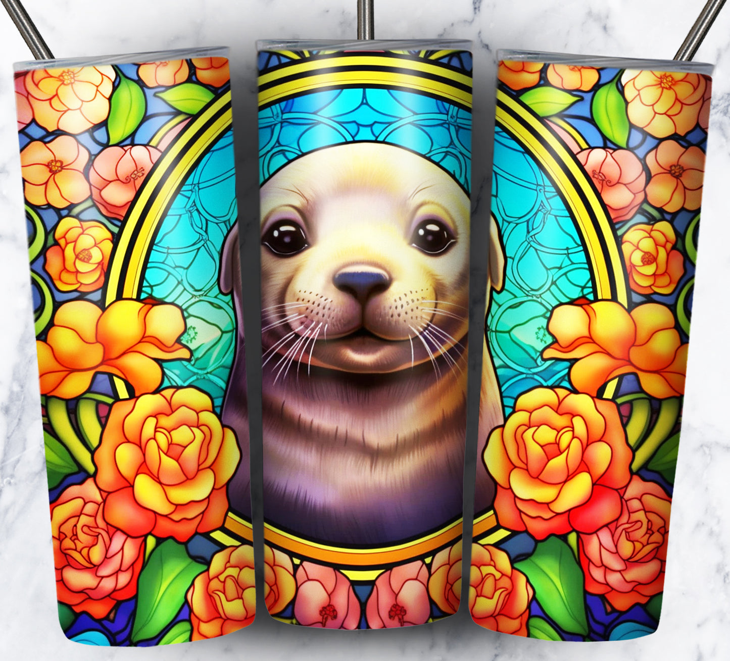 Stain Glass Animals Sublimation Tumbler Images Bundle 20 oz