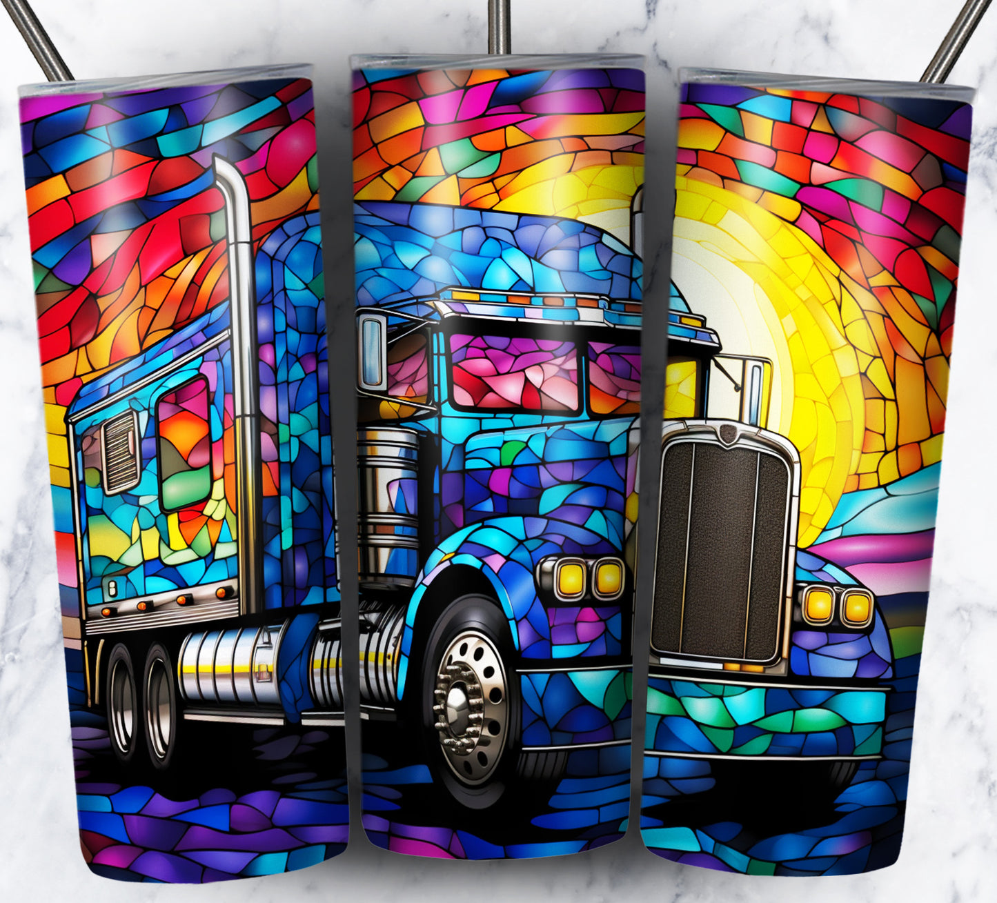 40+ Stain Glass Work Vehicles Sublimation 20oz Images Bundle