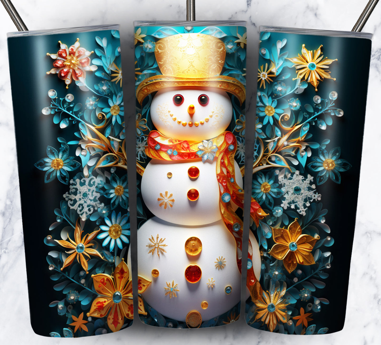 70 3D Christmas Snoman Sublimation 20oz Images Bundle