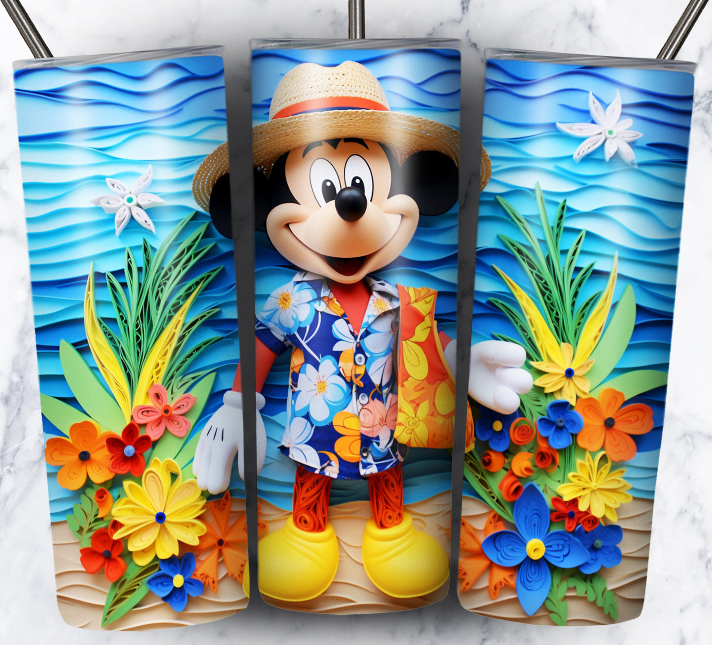 Cartoon Paper Beach Sublimation 20oz Tumbler Images Bundle