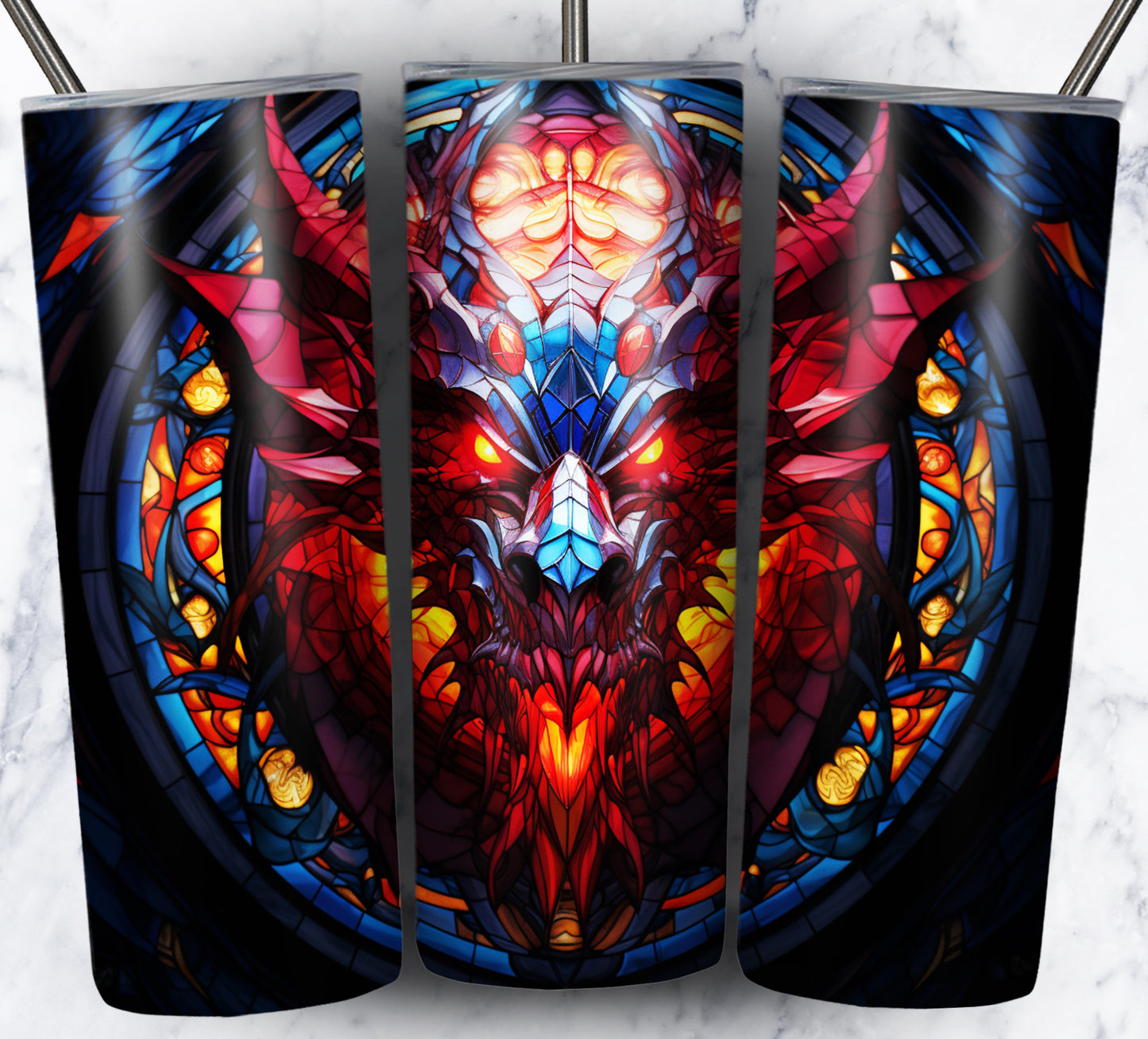 Dragon StainGlass Sublimation 20oz Tumbler Images Bundle