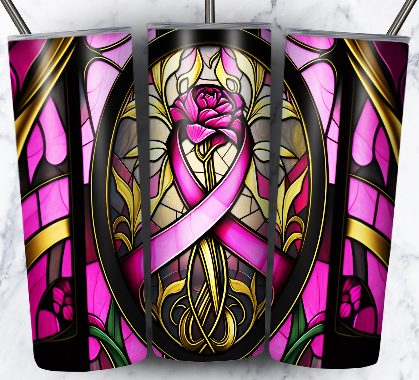 40+ Stain Glass Breast Cancer Sublimation 20oz Images Bundle